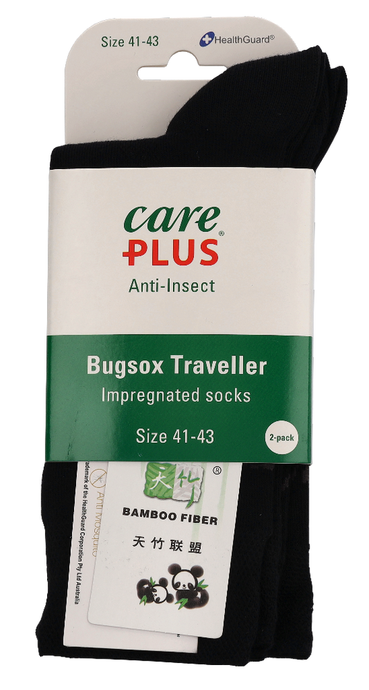 Care Plus Bugsox Traveller - Black - Size 41-43, (2-Pack) 2 Piece