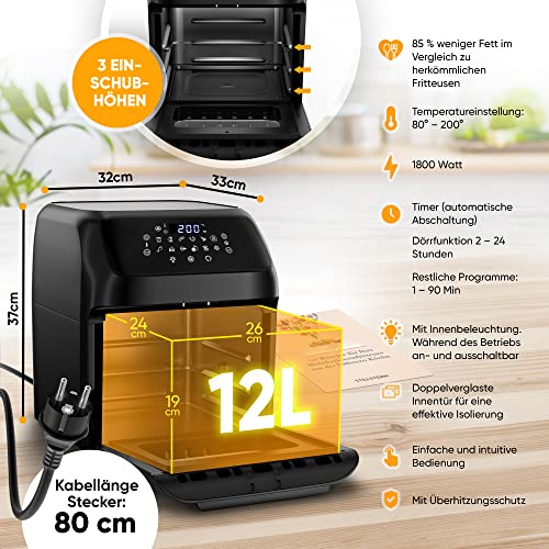 Stillstern 12L Air Fryer XXL med LED-touchscreen og 12 programmer