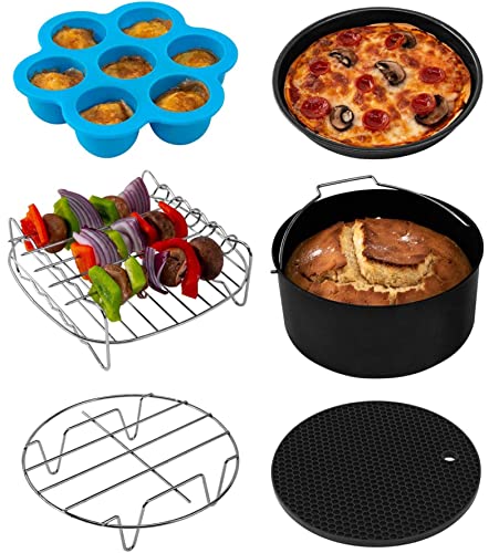 COSORI tilbehørssæt til 5,5L. Indeholder bradepande, pizzapande, grill, dampstativ, silikonemåtte, muffinspande